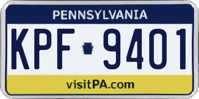 PA license plate KPF9401