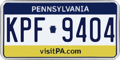 PA license plate KPF9404