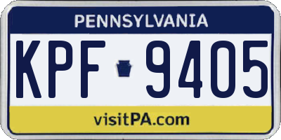 PA license plate KPF9405