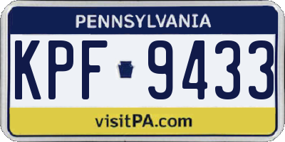PA license plate KPF9433