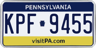 PA license plate KPF9455