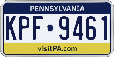 PA license plate KPF9461