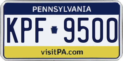 PA license plate KPF9500