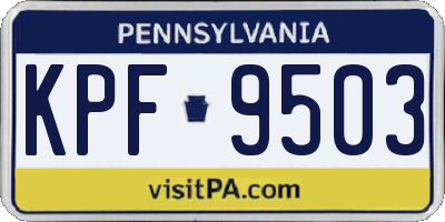 PA license plate KPF9503