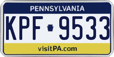 PA license plate KPF9533