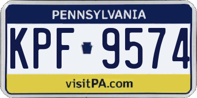 PA license plate KPF9574