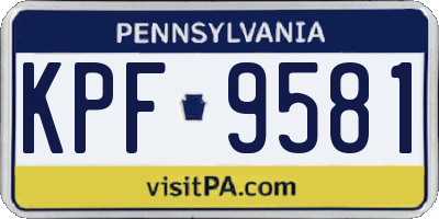 PA license plate KPF9581