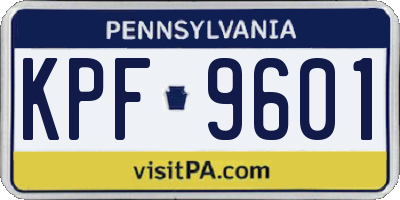 PA license plate KPF9601