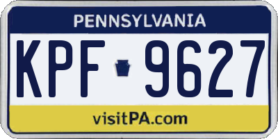 PA license plate KPF9627