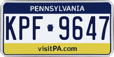 PA license plate KPF9647
