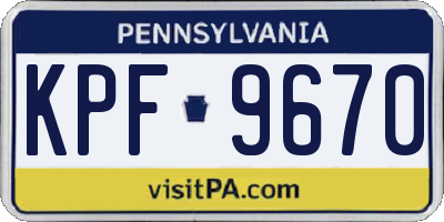 PA license plate KPF9670