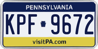 PA license plate KPF9672