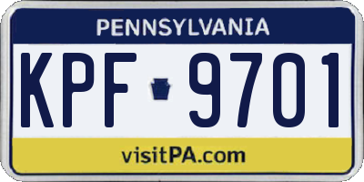 PA license plate KPF9701