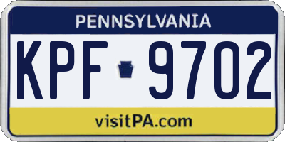 PA license plate KPF9702