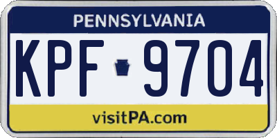 PA license plate KPF9704