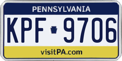 PA license plate KPF9706