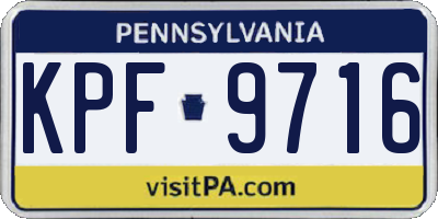 PA license plate KPF9716