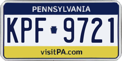 PA license plate KPF9721