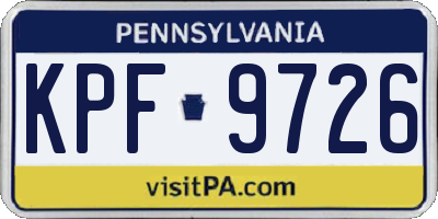 PA license plate KPF9726