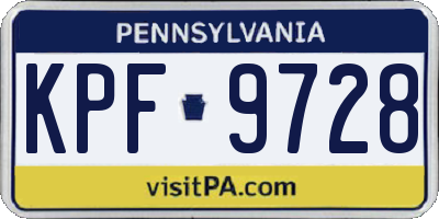 PA license plate KPF9728