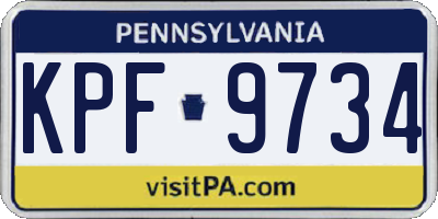 PA license plate KPF9734