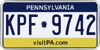 PA license plate KPF9742