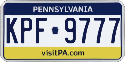 PA license plate KPF9777