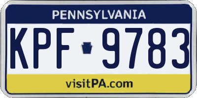 PA license plate KPF9783