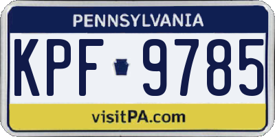 PA license plate KPF9785