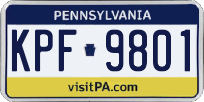PA license plate KPF9801
