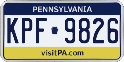 PA license plate KPF9826