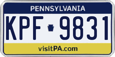 PA license plate KPF9831