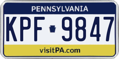 PA license plate KPF9847