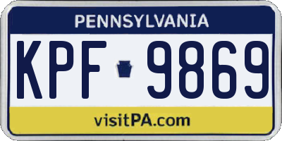 PA license plate KPF9869
