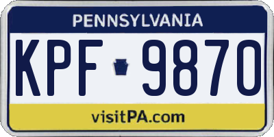 PA license plate KPF9870