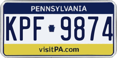 PA license plate KPF9874