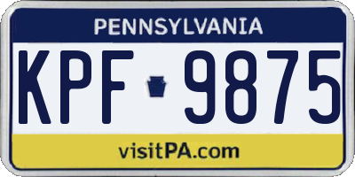 PA license plate KPF9875