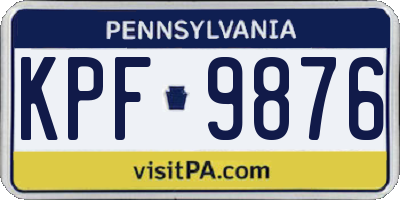PA license plate KPF9876