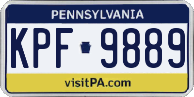 PA license plate KPF9889
