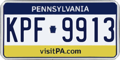 PA license plate KPF9913