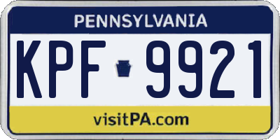 PA license plate KPF9921