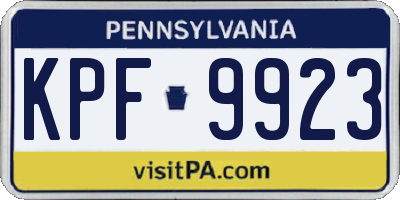 PA license plate KPF9923