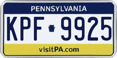 PA license plate KPF9925