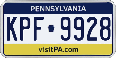 PA license plate KPF9928