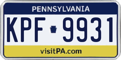 PA license plate KPF9931