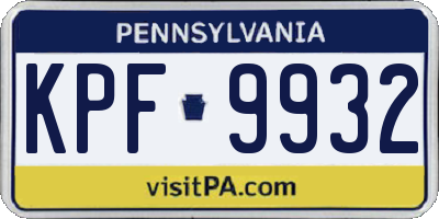 PA license plate KPF9932
