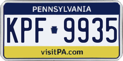 PA license plate KPF9935