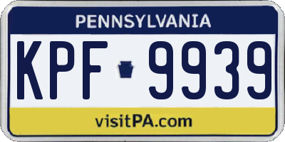 PA license plate KPF9939