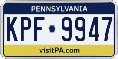 PA license plate KPF9947