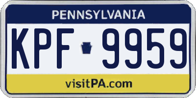 PA license plate KPF9959